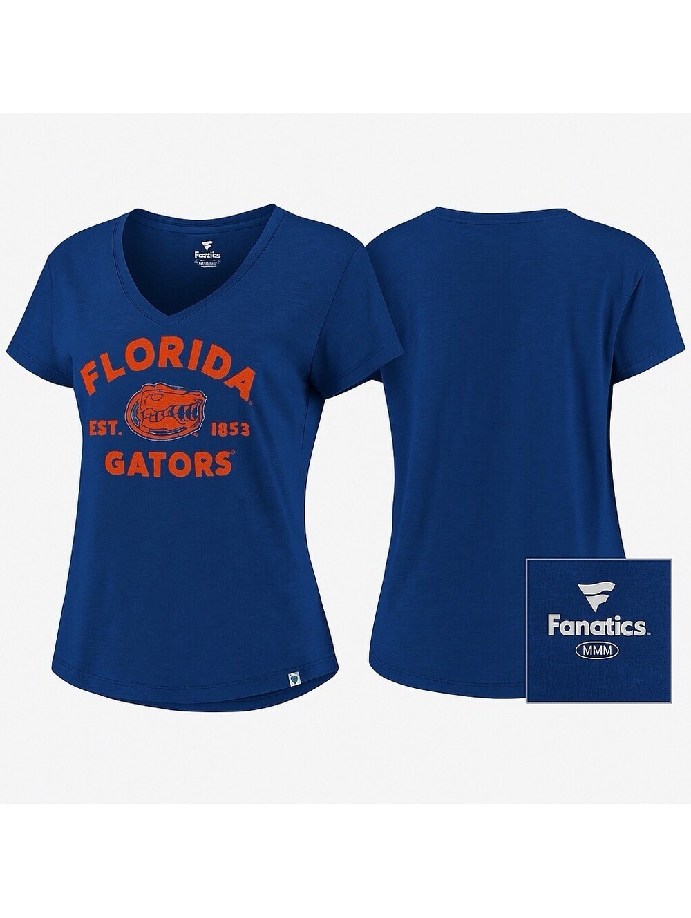 Florida Gators Fanatics Womens Medium Blue NCAA V Neck T Shirt Team Logo Tee